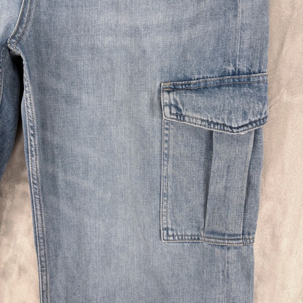 Gap Cargo Jeans Womens 14/32R (Fits 34x30) High Rise Light Wash Wide Leg Baggy - Picture 3 of 13